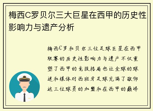 梅西C罗贝尔三大巨星在西甲的历史性影响力与遗产分析